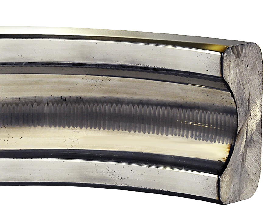 Worn bearing race increasing mechanical resistance and motor torque demand